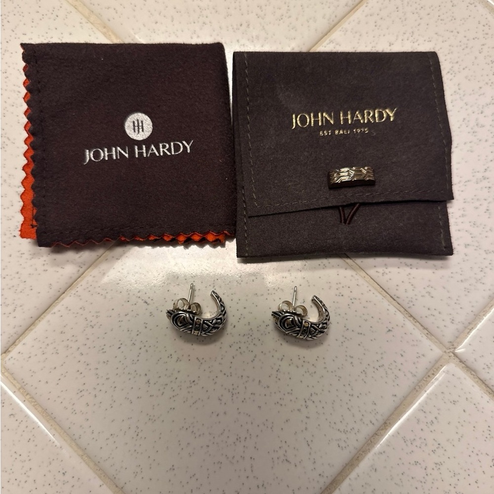John Hardy Sterling Silver and Gold Earrings